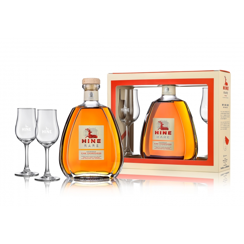 RARE accompanied by 2 tasting glasses box HINE Cognac